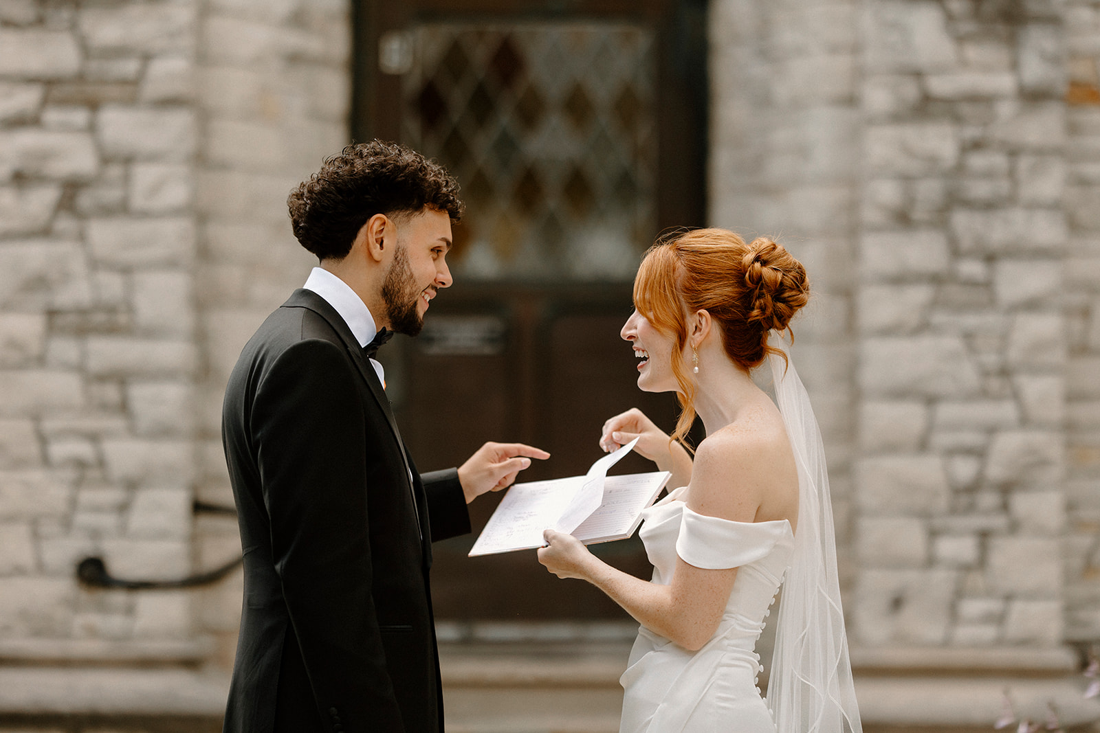 bride and groom sharing private vows