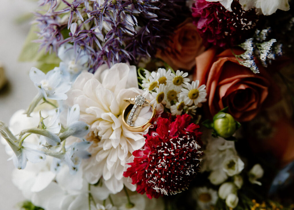 jewel toned wedding florals details